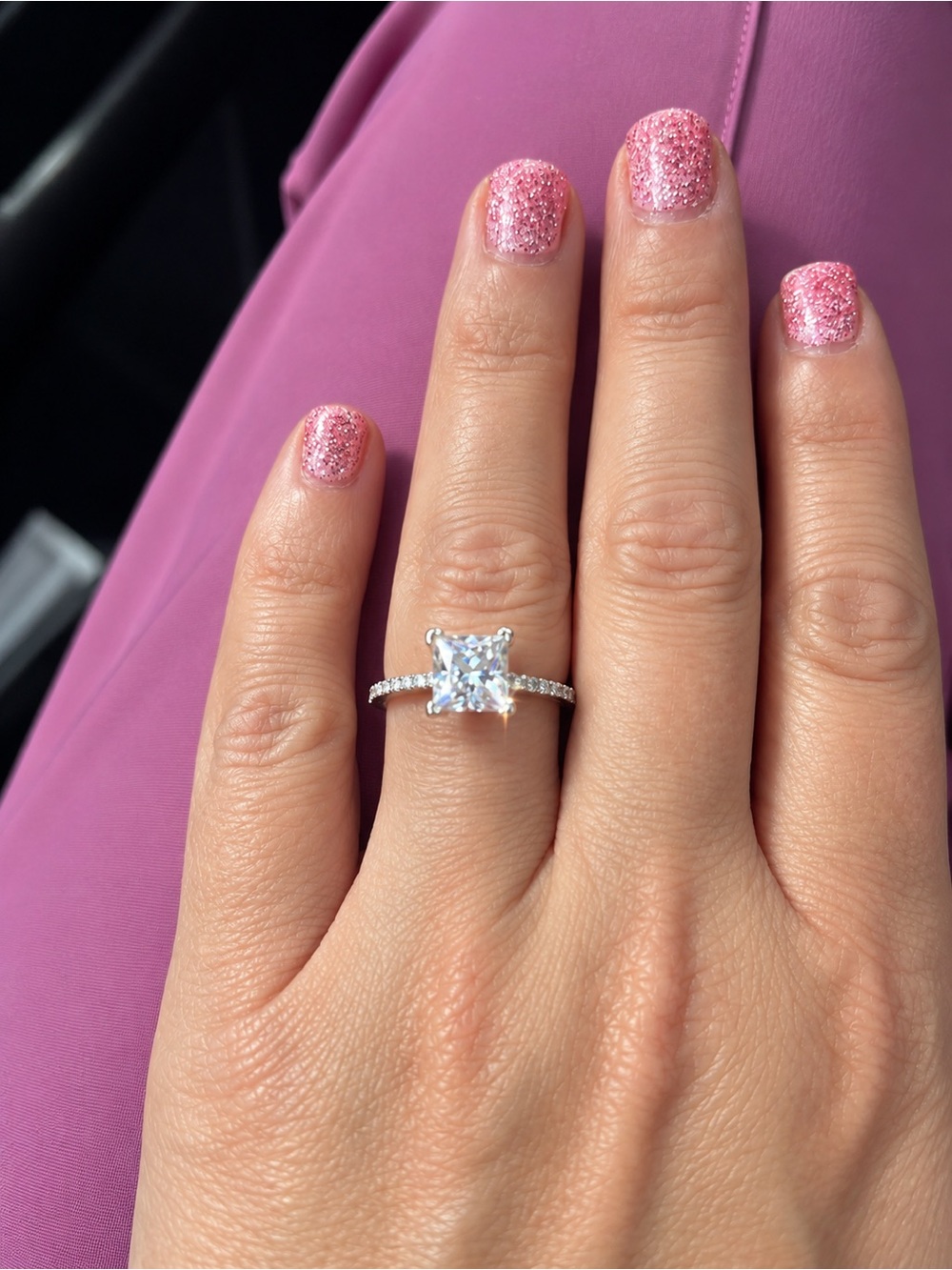 2 Carat Solitaire Lab Grown Diamond Princess-Cut Halo Engagement Ring White Gold